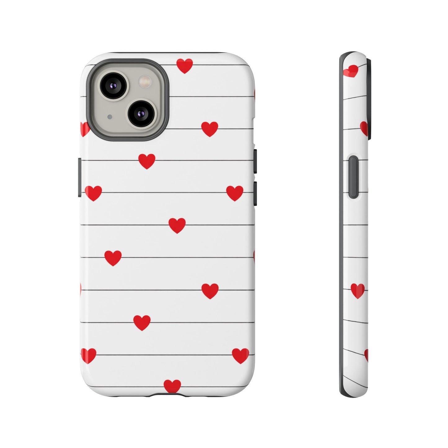 Red Heart Stripe iPhone Case | Tough Shockproof Love Aesthetic Cover
