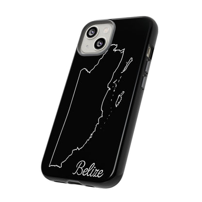 Belize Outline Phone Case – Minimal Country Map Tough Case (iPhone, Samsung, Pixel)