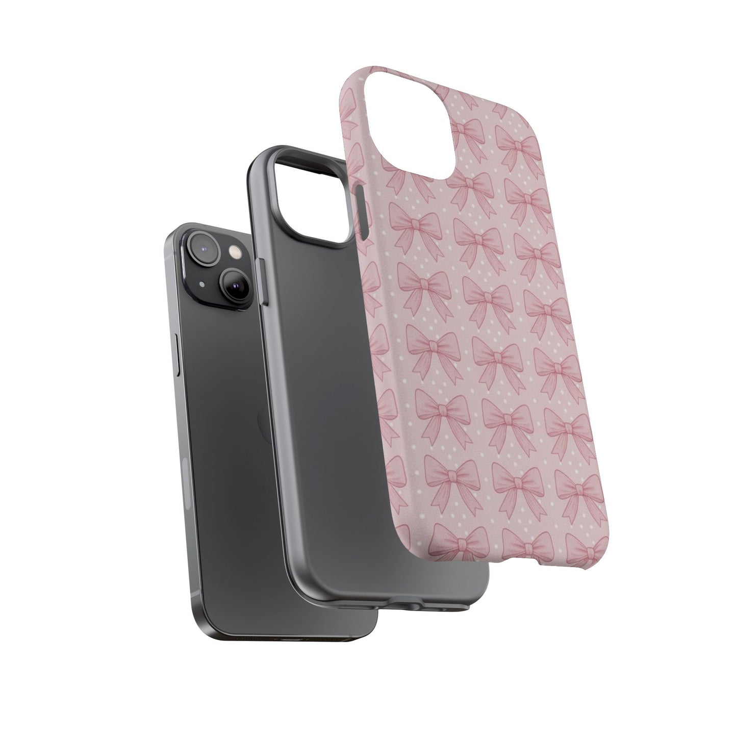 Pink Bow Pattern Phone Case – Soft Coquette Aesthetic Tough Case