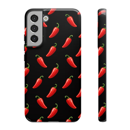 Spicy Chili Pepper Phone Case – Black Cute Hot Pepper Tough Cover for Iphone, Samsung Galaxy and Pixel