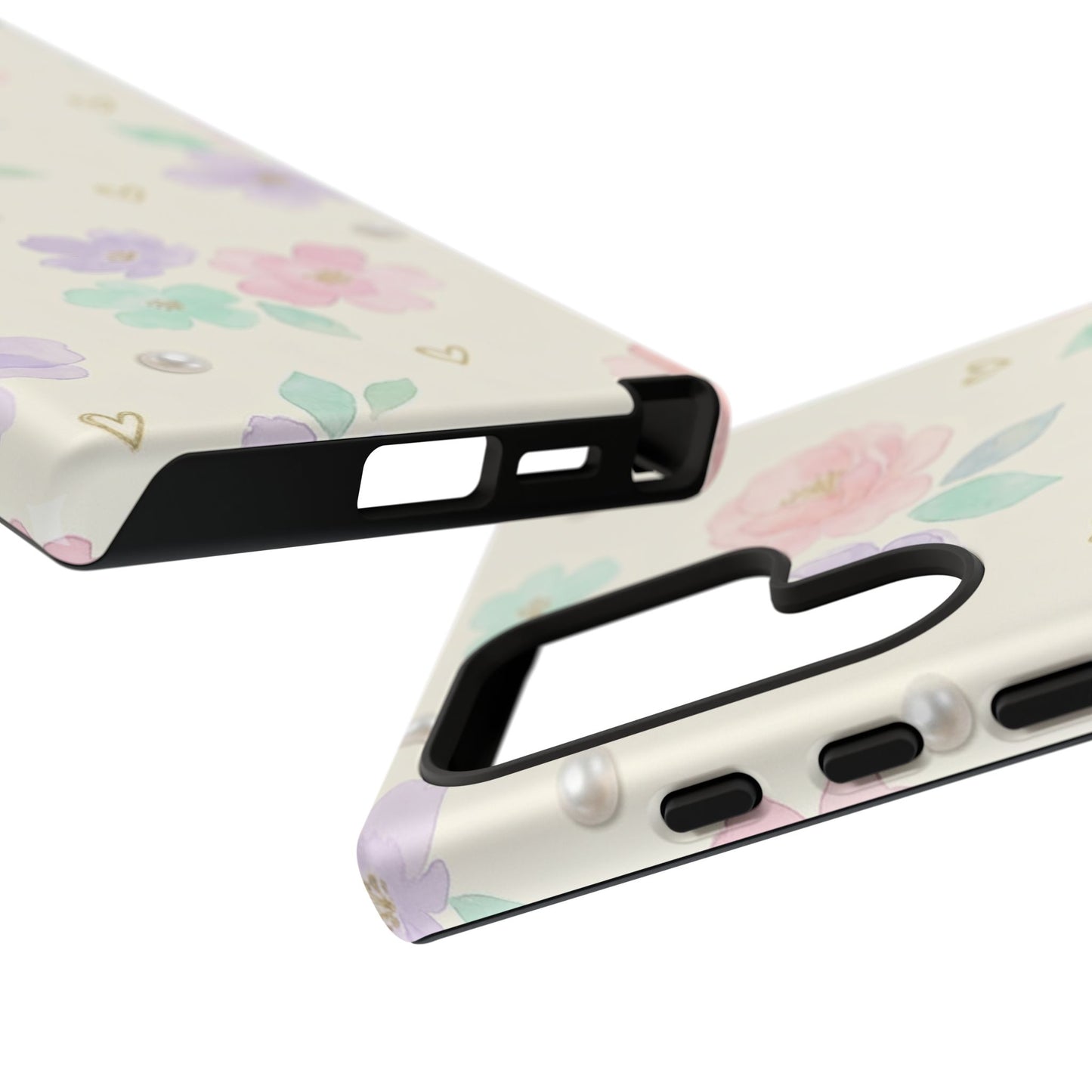 Pastel Floral Phone Case – Coquette Watercolor Flower Hearts Tough Case (iPhone, Samsung, Pixel)