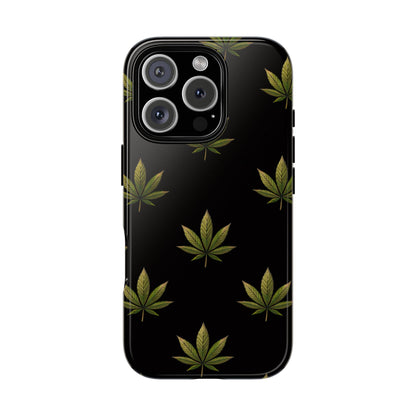 Cannabis Leaf Phone Case Green Weed Leaf Pattern Tough Protective Cover