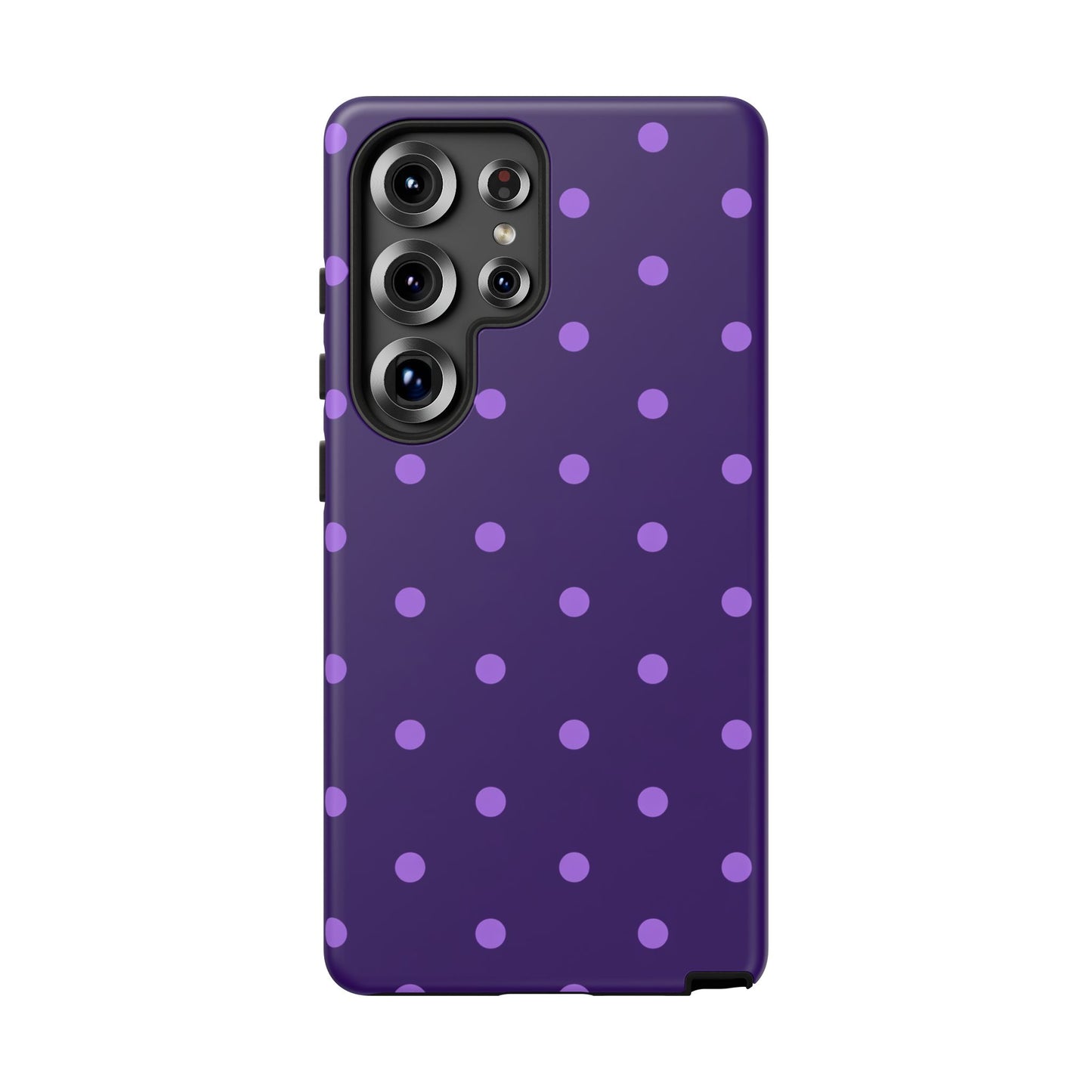 Purple Polka Dot Tough Phone Case – Cute Stylish Durable Protective Cover for Iphone, Samsung Galaxy and Pixel