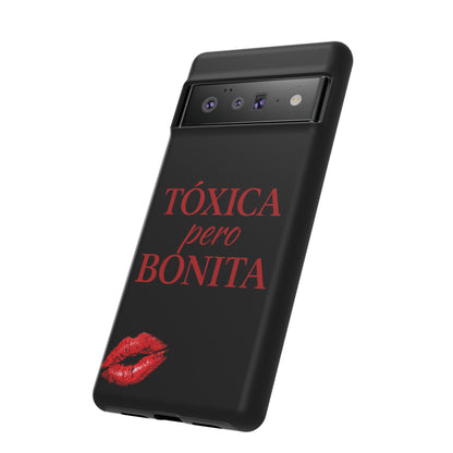 Toxica Pero Bonita Phone Case, Latina Quote Case, Red Lips Aesthetic, Spanish Saying Case, Trendy Tough Cover