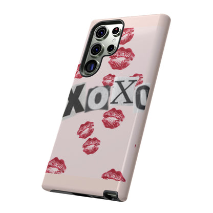 XOXO Kiss Print Phone Case | Coquette Valentine Aesthetic | Cute Pink Lipstick Kiss Tough Case for iPhone & Samsung