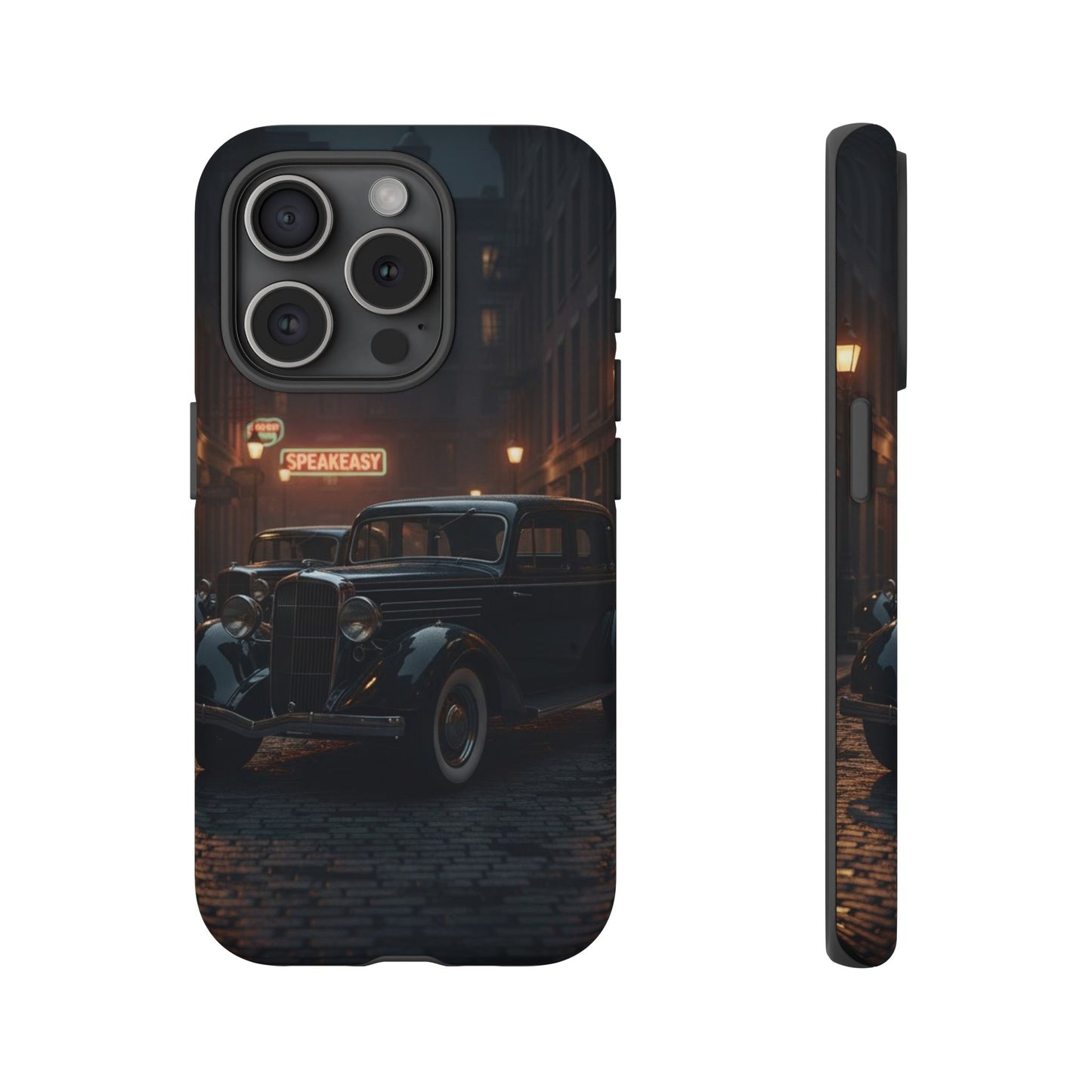 Vintage Classic Car Phone Case | Retro Noir Aesthetic | 1930s Street Scene Tough Case for iPhone & Samsung