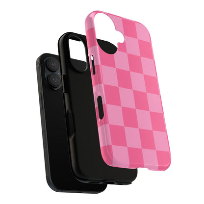 Pink Checkerboard Phone Case – Cute Aesthetic Tough Case for iPhone & Samsung