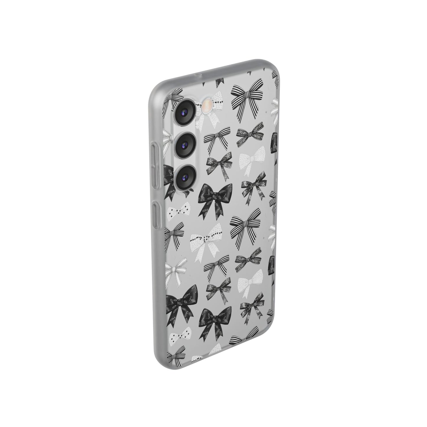 Black & White Bow Pattern Phone Case | Minimal Coquette Flexi Case