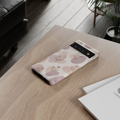 Blush Floral Phone Case Neutral Botanical Watercolor Tough Cover