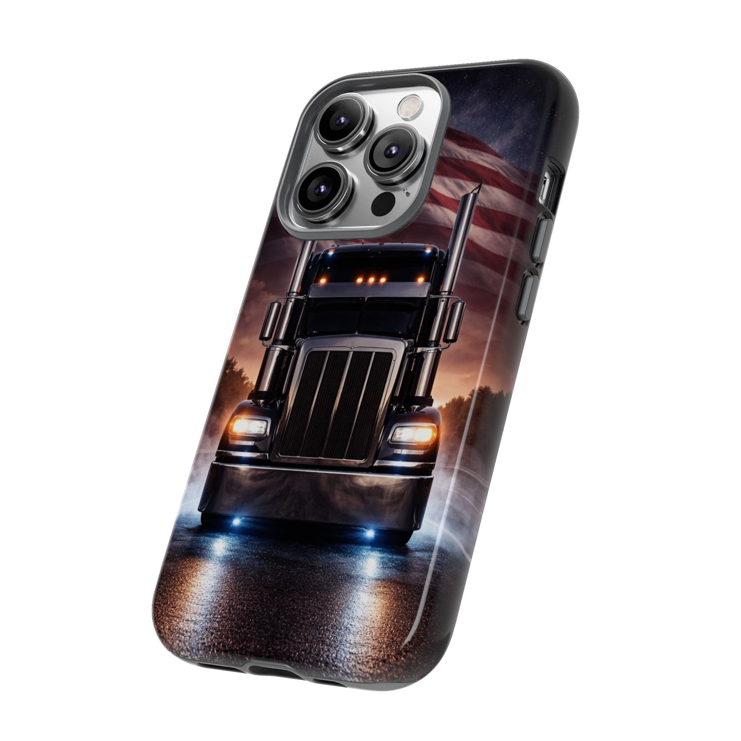 Semi Truck Phone Case American Flag Big Rig Trucker Gift iPhone Samsung