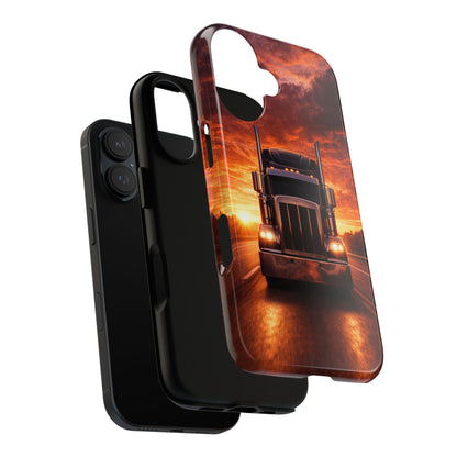 Big Rig Truck Phone Case Sunset Highway Semi Truck iPhone Samsung Cover