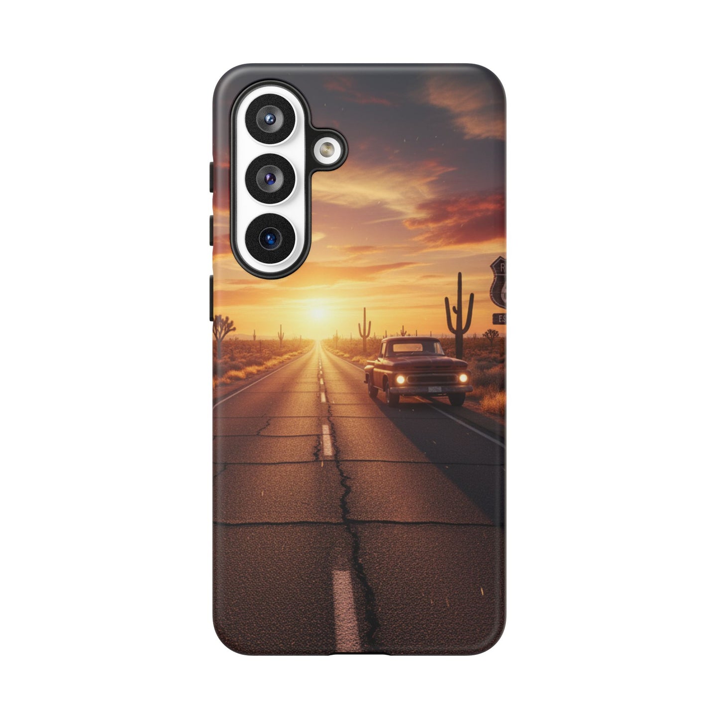 Route 66 Sunset Desert Highway Phone Case – Road Trip Travel Aesthetic Tough Case