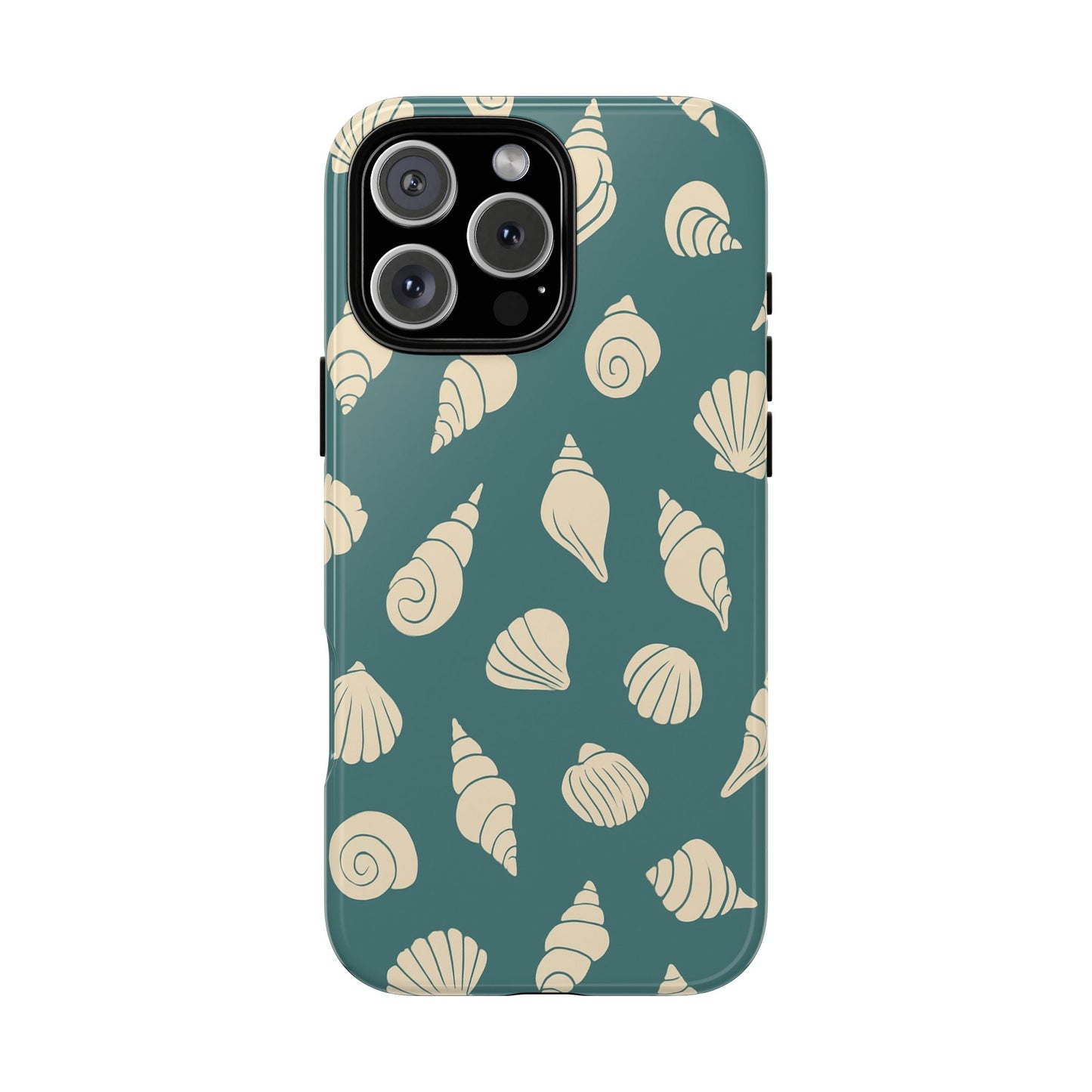Seashell Pattern Phone Case | Teal Coastal Shells Tough Case for Iphone, Samsung Galaxy and Pixel