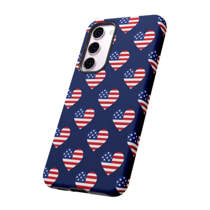 Patriotic American Flag Heart Phone Case – Tough Shockproof, USA Stars & Stripes for Iphone, Samsung Galaxy and Pixel