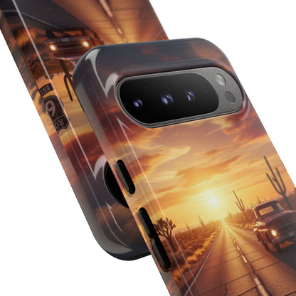 Route 66 Sunset Desert Highway Phone Case – Road Trip Travel Aesthetic Tough Case
