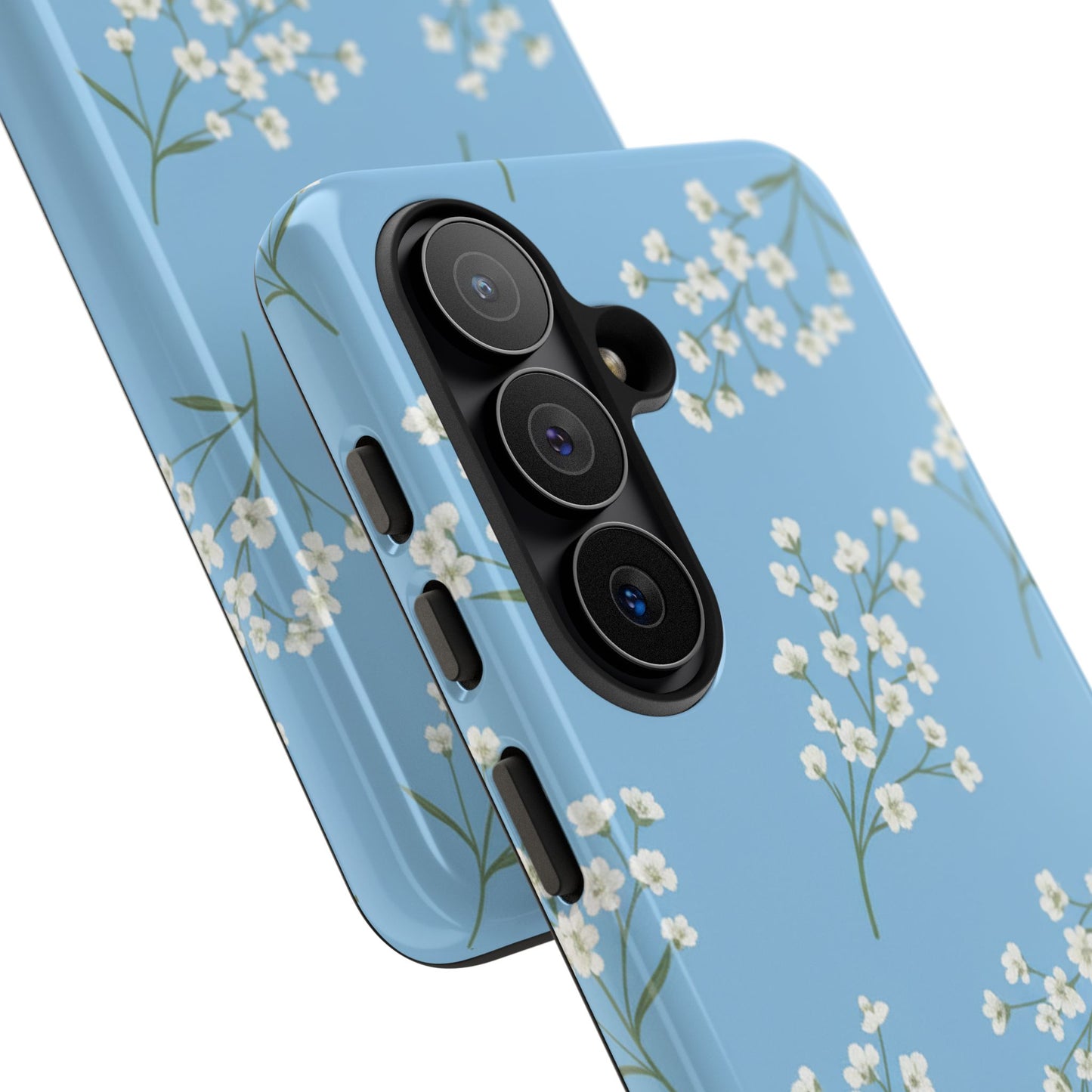 Baby’s Breath Floral Phone Case – Blue Minimal Flower Aesthetic Tough Case