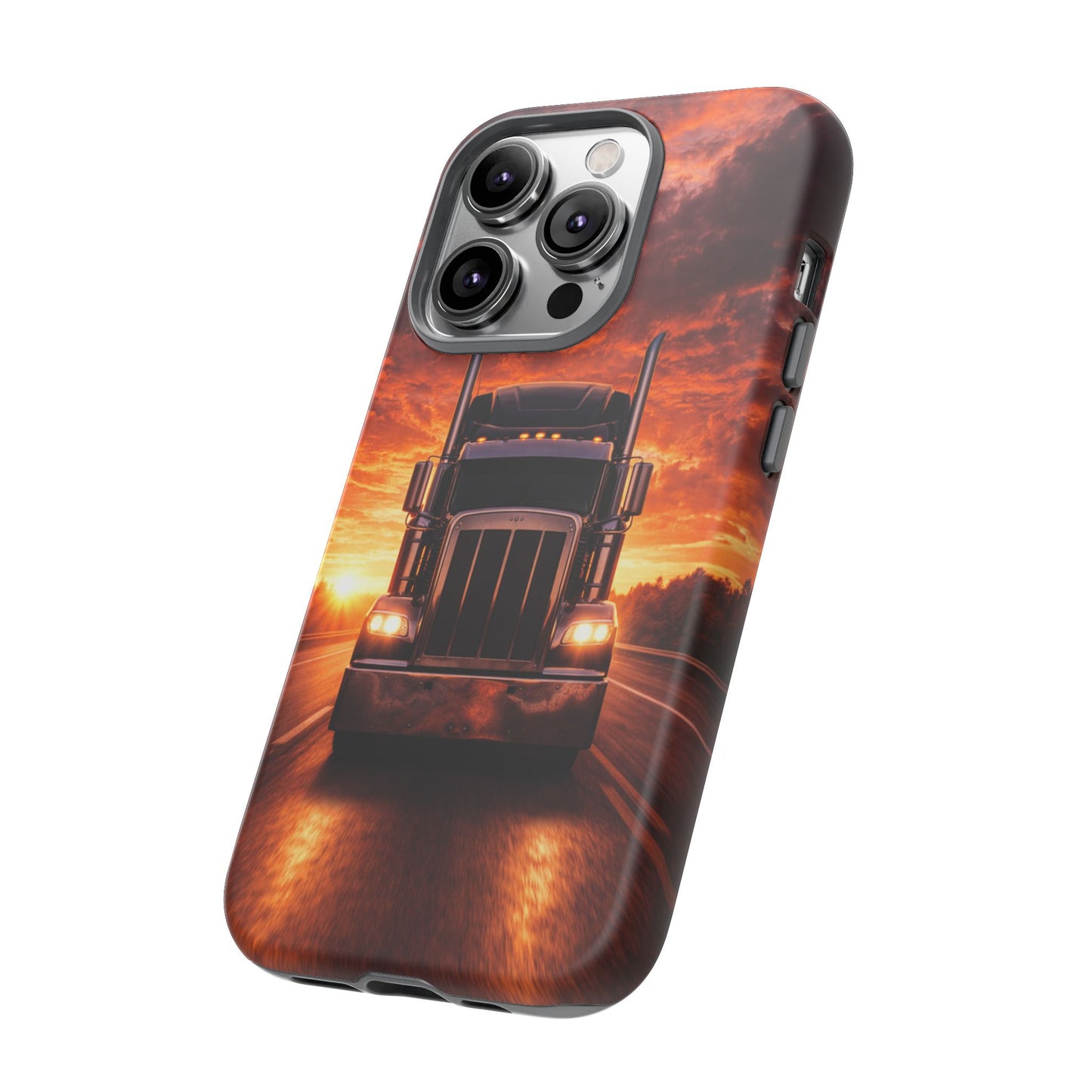 Big Rig Truck Phone Case Sunset Highway Semi Truck iPhone Samsung Cover