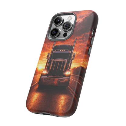 Big Rig Truck Phone Case Sunset Highway Semi Truck iPhone Samsung Cover