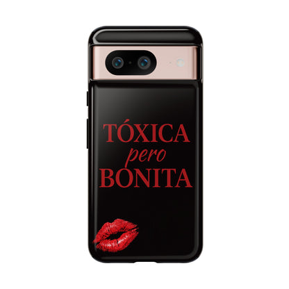 Toxica Pero Bonita Phone Case, Latina Quote Case, Red Lips Aesthetic, Spanish Saying Case, Trendy Tough Cover