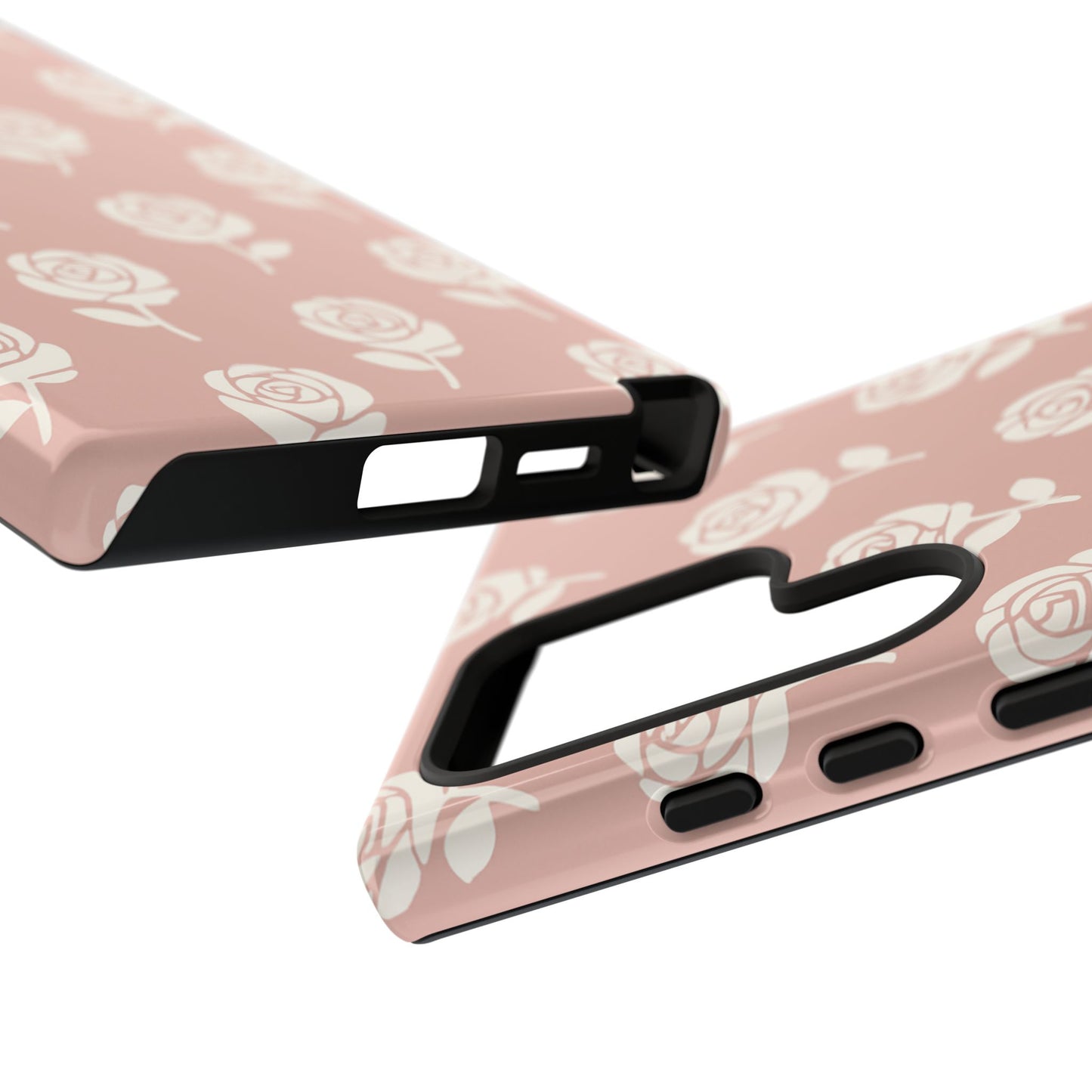 White Rose Pattern Tough Phone Case | Elegant Floral Aesthetic Case for Iphone, Samsung Galaxy and Pixel