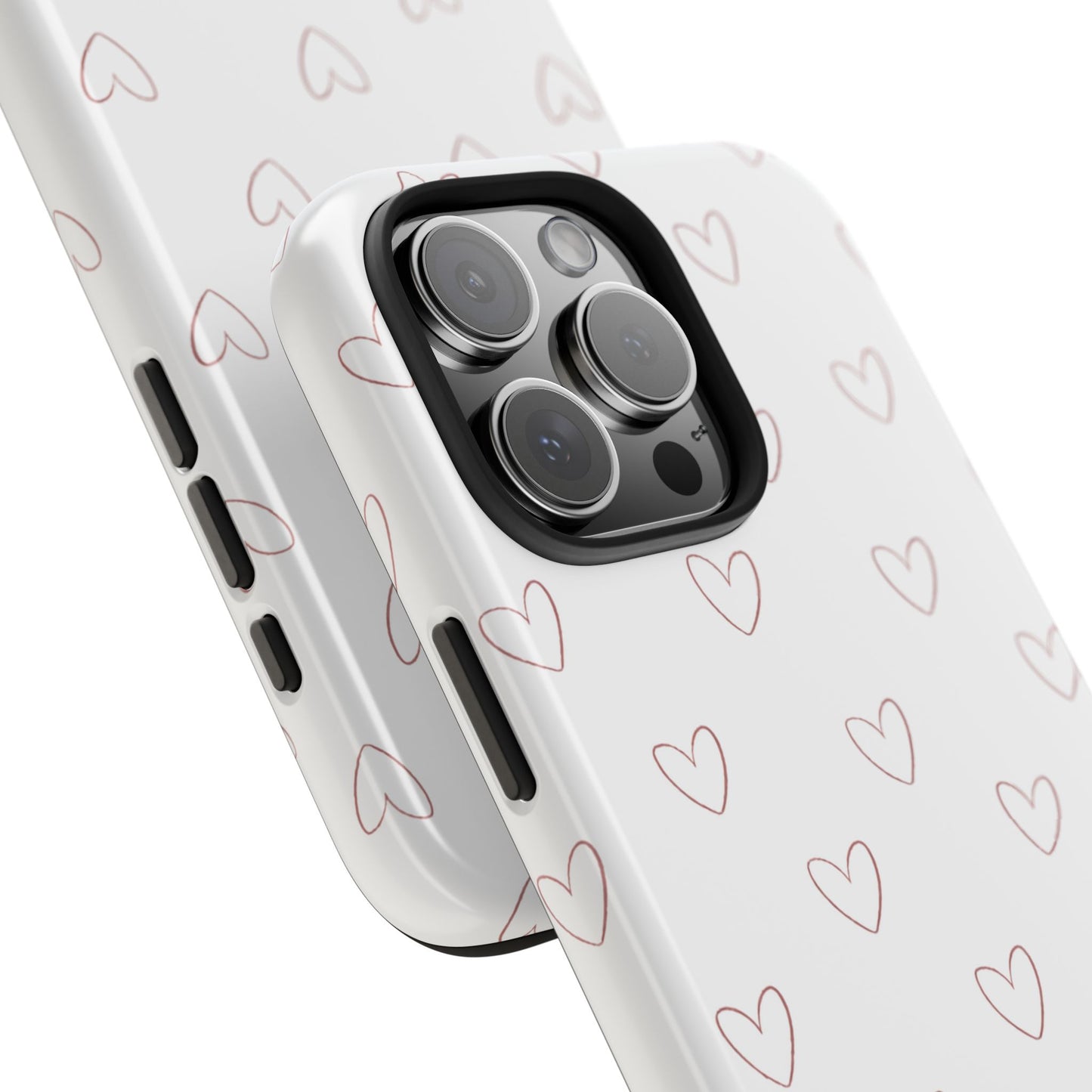 Hand-Drawn Hearts Tough Phone Case | Minimal Pink Heart Pattern