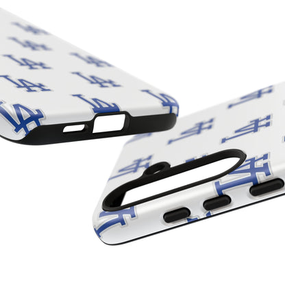 Blue LA Monogram Pattern Phone Case | Minimal Baseball Inspired Tough Cover