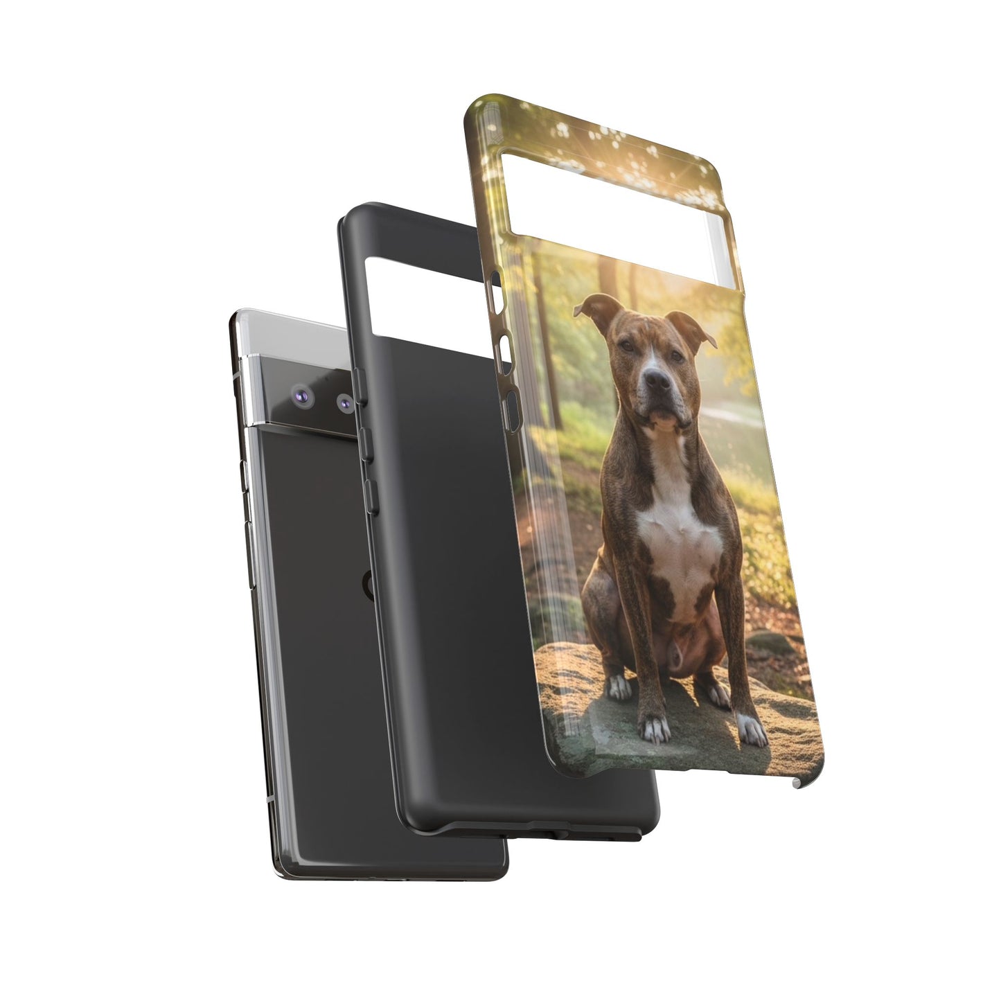 Pitbull Portrait Phone Case | Dog Lover Tough Case, Sunset Forest