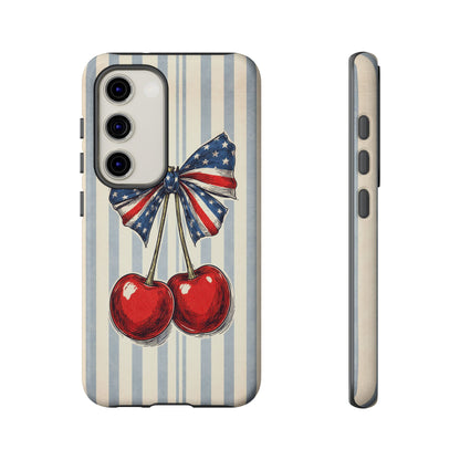 Patriotic Cherry Phone Case Americana Coquette Aesthetic iPhone Samsung