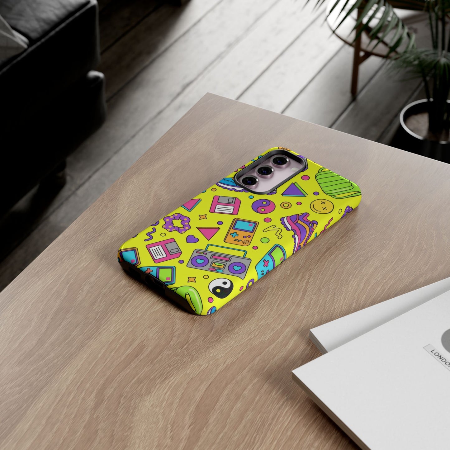 90s Retro Neon Phone Case – Y2K Nostalgia Colorful Icons Tough Protective Case