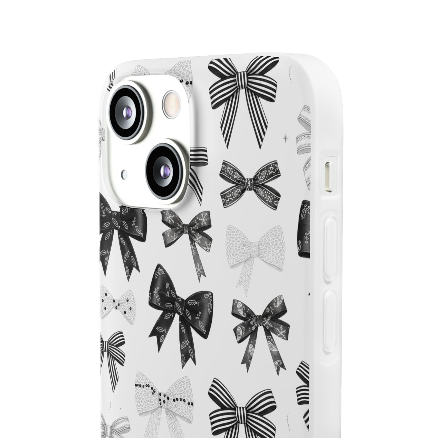 Black & White Bow Pattern Phone Case | Minimal Coquette Flexi Case