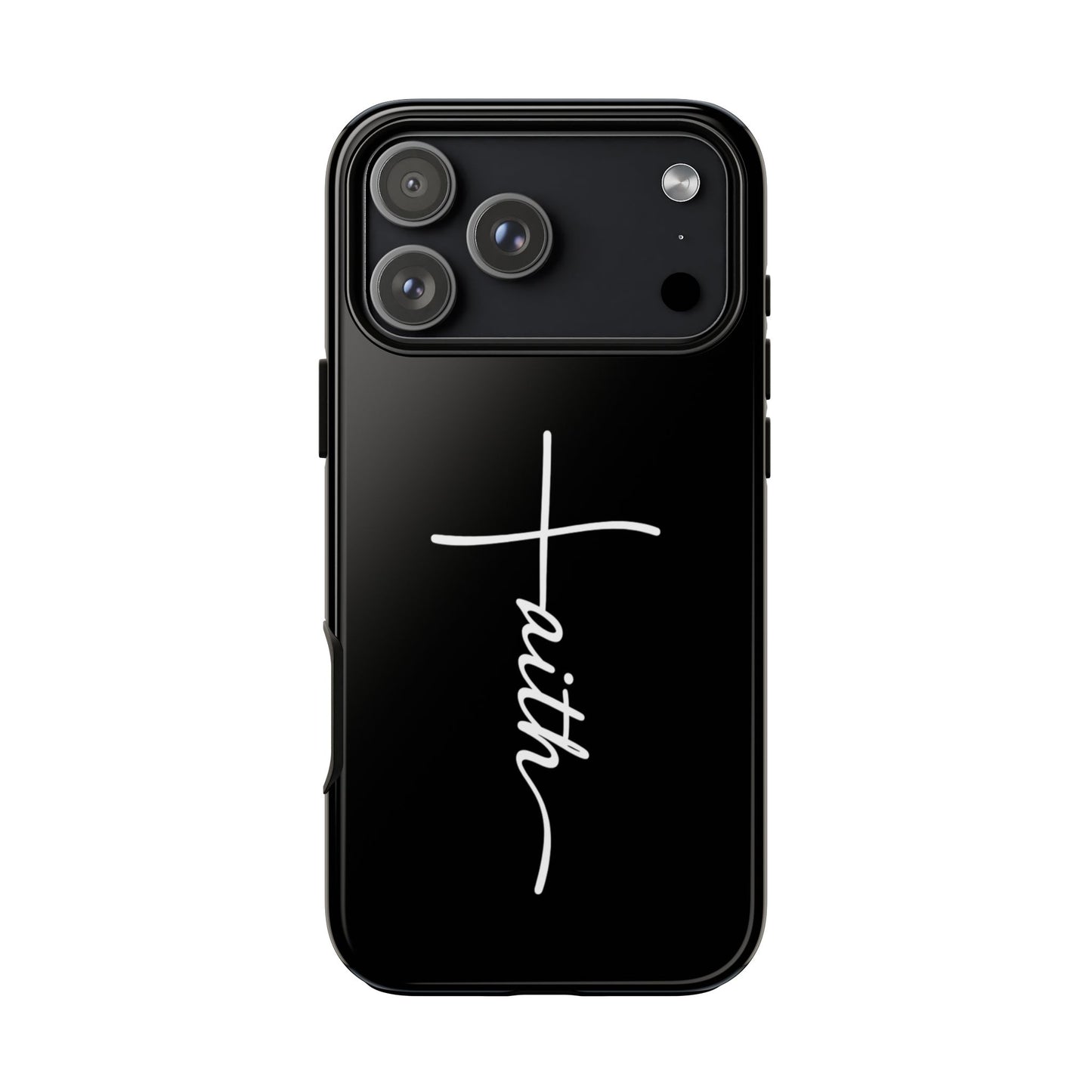 Faith Cross Phone Case, Christian Aesthetic Minimalist Black Matte Case, Religious Gift iPhone Samsung Cover