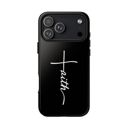 Faith Cross Phone Case, Christian Aesthetic Minimalist Black Matte Case, Religious Gift iPhone Samsung Cover