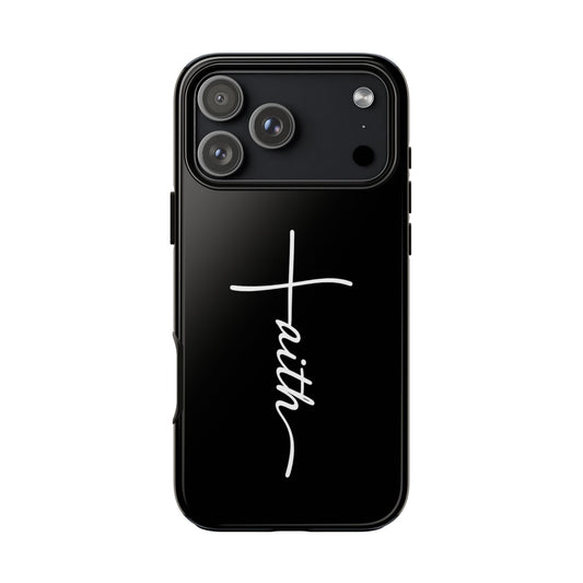 Faith Cross Phone Case, Christian Aesthetic Minimalist Black Matte Case, Religious Gift iPhone Samsung Cover