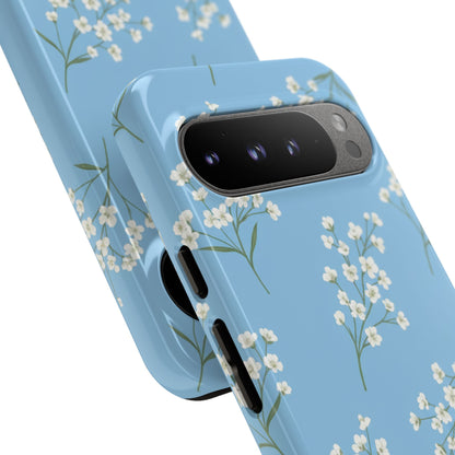 Baby’s Breath Floral Phone Case – Blue Minimal Flower Aesthetic Tough Case