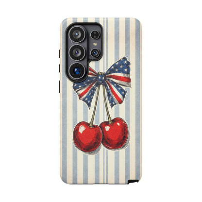 Patriotic Cherry Phone Case Americana Coquette Aesthetic iPhone Samsung