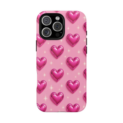 Pink Heart Pattern Phone Case | Tough Protective Case for Iphone, Samsung Galaxy and Pixel