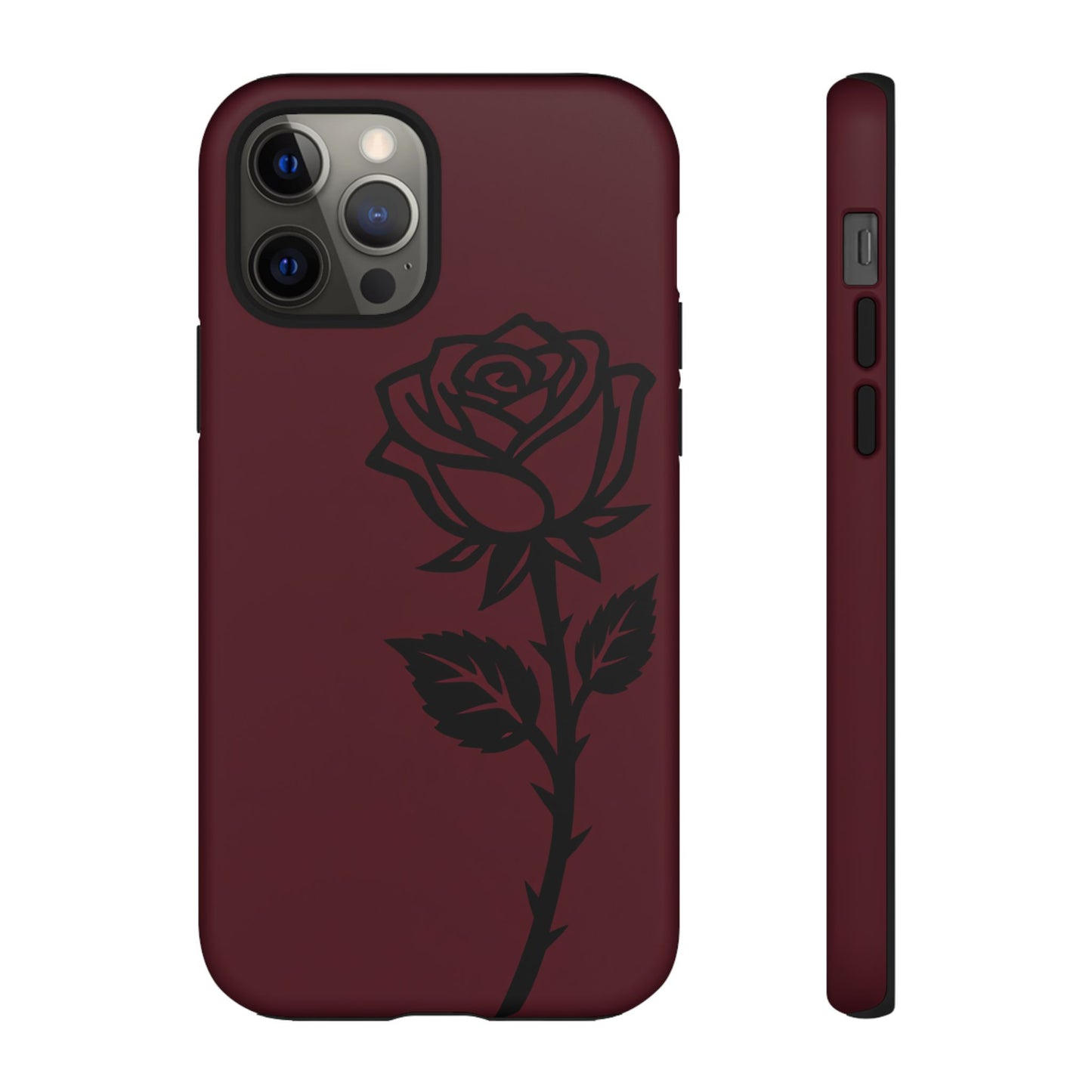 Black Rose Burgundy iPhone Case | Dark Aesthetic Shockproof Protective Cover