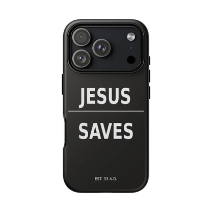 Jesus Saves Phone Case Christian Religious Minimalist Black Tough Cover