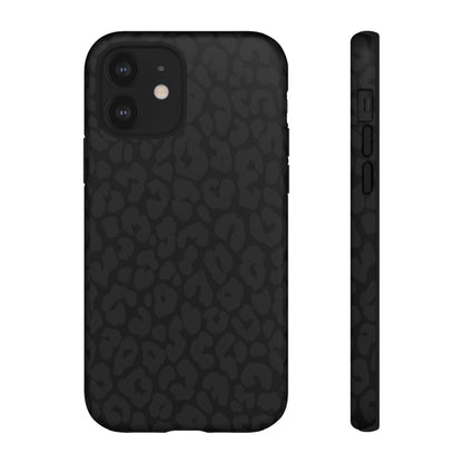 Black Leopard Phone Case | Black on Black Leopard Print Tough iPhone & Samsung Case | Matte or Glossy Protective Cover