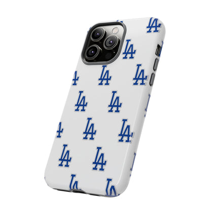 Blue LA Monogram Pattern Phone Case | Minimal Baseball Inspired Tough Cover