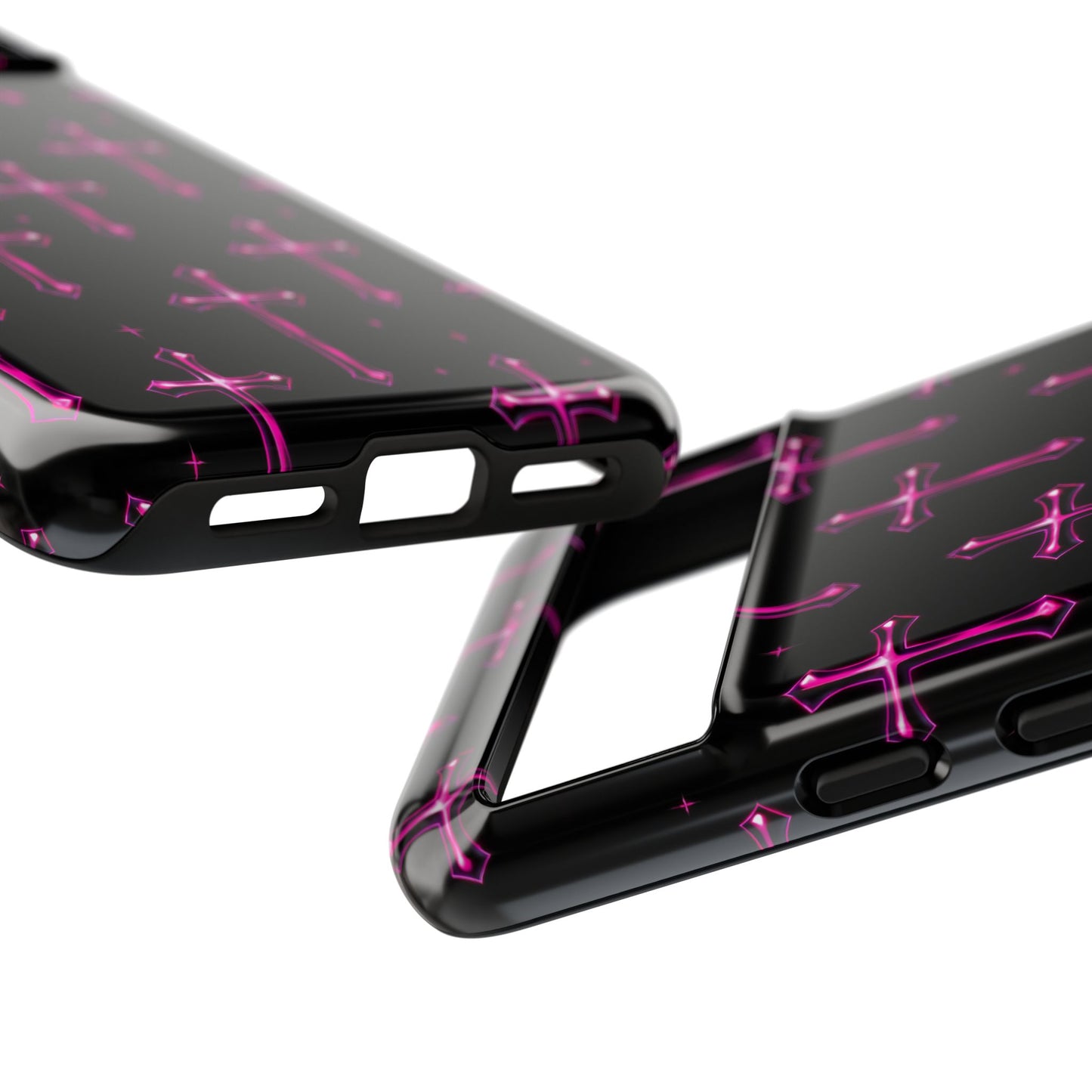 Neon Pink Cross Pattern Phone Case | Tough Protective Case for Iphone, Samsung Galaxy and Pixel