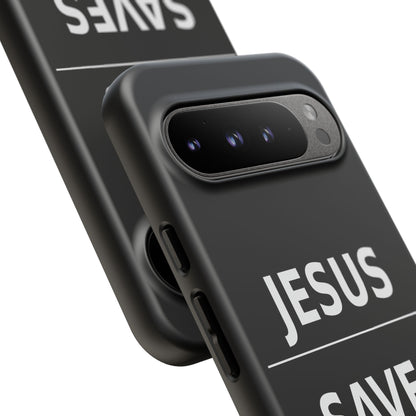 Jesus Saves Phone Case Christian Religious Minimalist Black Tough Cover