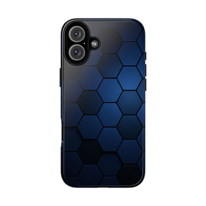 Blue Hexagon Gradient Phone Case | Honeycomb Geometric Tech Aesthetic | Minimalist Tough Case for iPhone & Samsung
