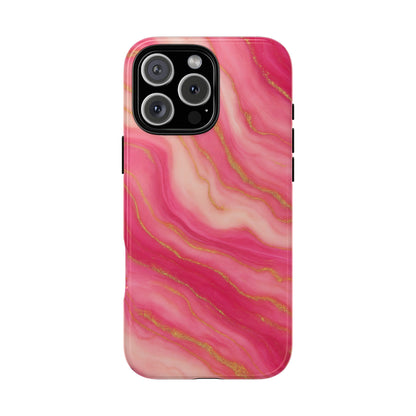 Pink Marble Phone Case | Rose Gold Swirl Aesthetic Tough Protective Case