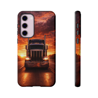 Big Rig Truck Phone Case Sunset Highway Semi Truck iPhone Samsung Cover