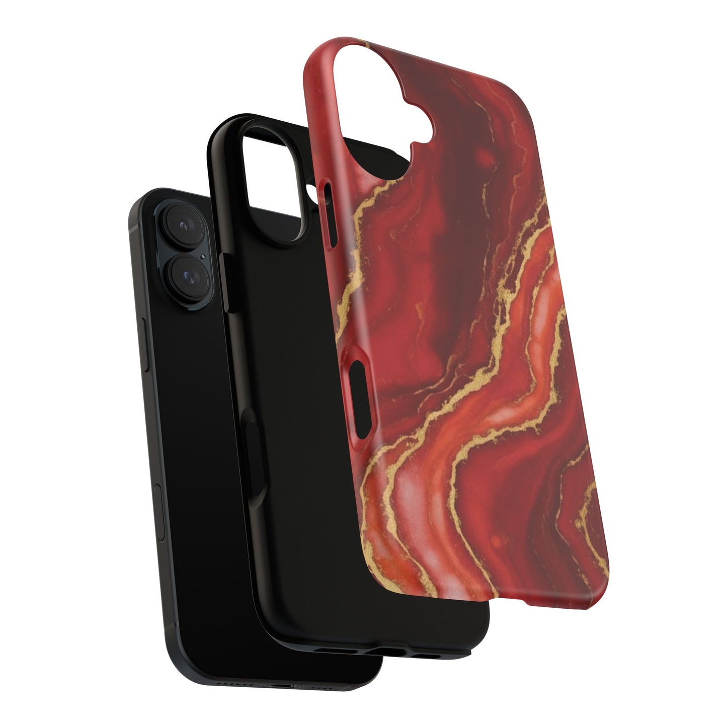 Red Agate Marble Phone Case – Gold Vein Luxury Stone Tough Case (iPhone, Samsung, Pixel)