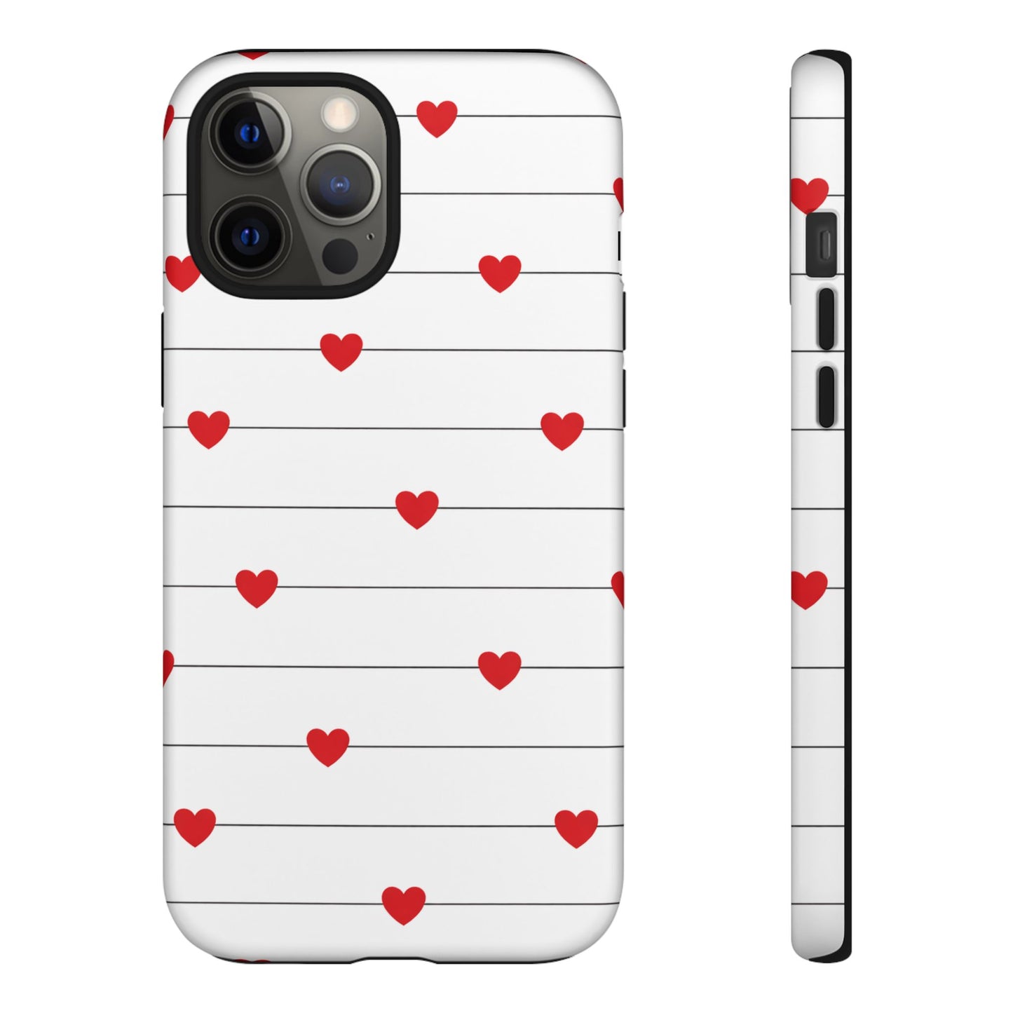 Red Heart Stripe iPhone Case | Tough Shockproof Love Aesthetic Cover