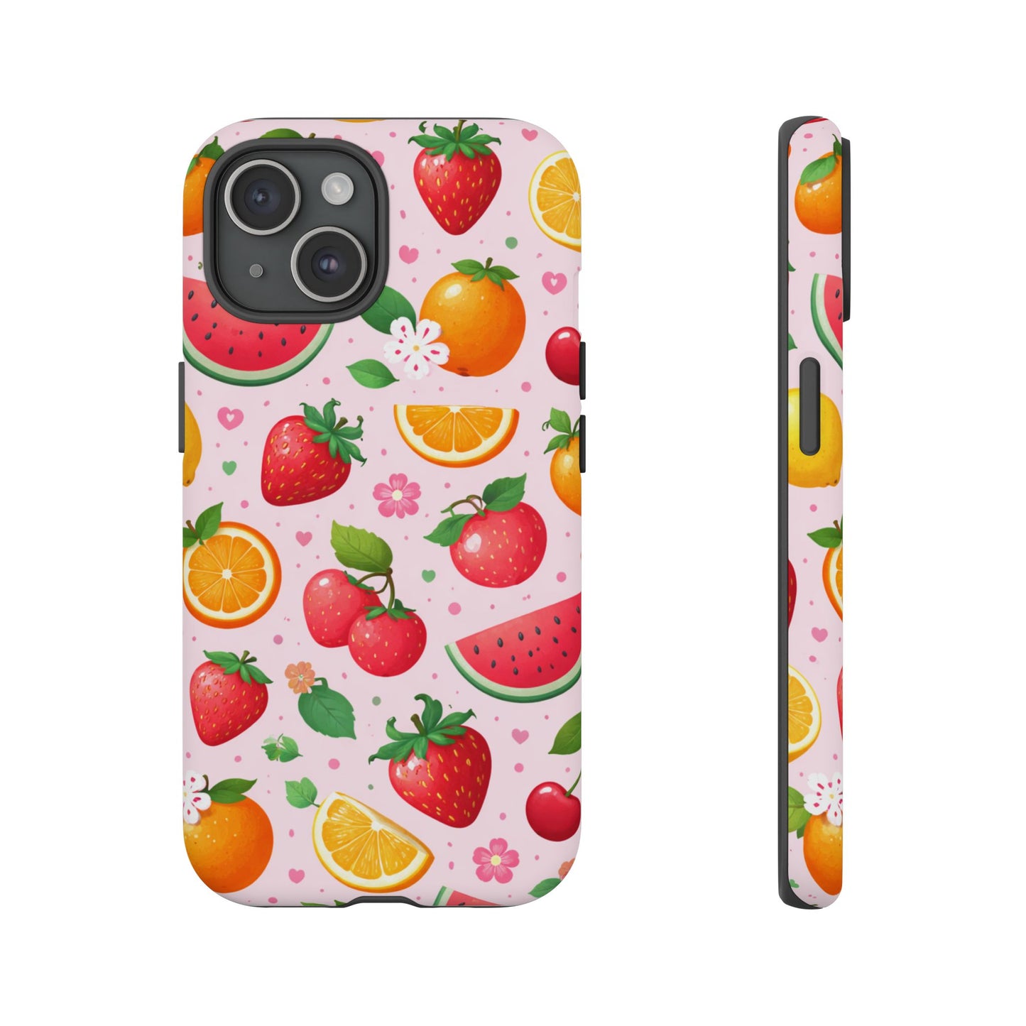 Fruit Phone Case – Tough Shockproof, Strawberry Cherry Citrus Summer Design for Iphone, Samsung Galaxy and Pixel