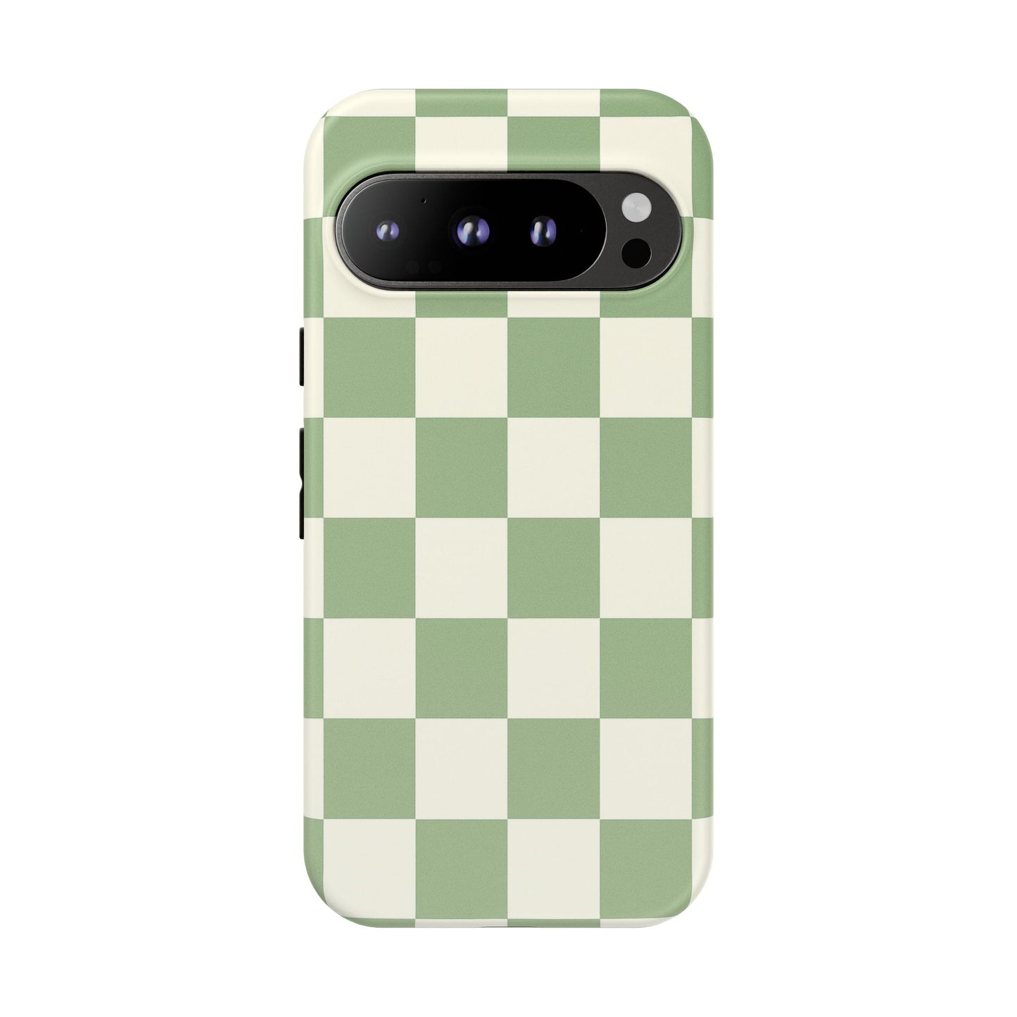 Sage Green Checkerboard Phone Case | Minimal Aesthetic Tough Case