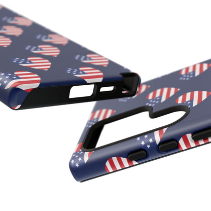 Patriotic American Flag Heart Phone Case – Tough Shockproof, USA Stars & Stripes for Iphone, Samsung Galaxy and Pixel
